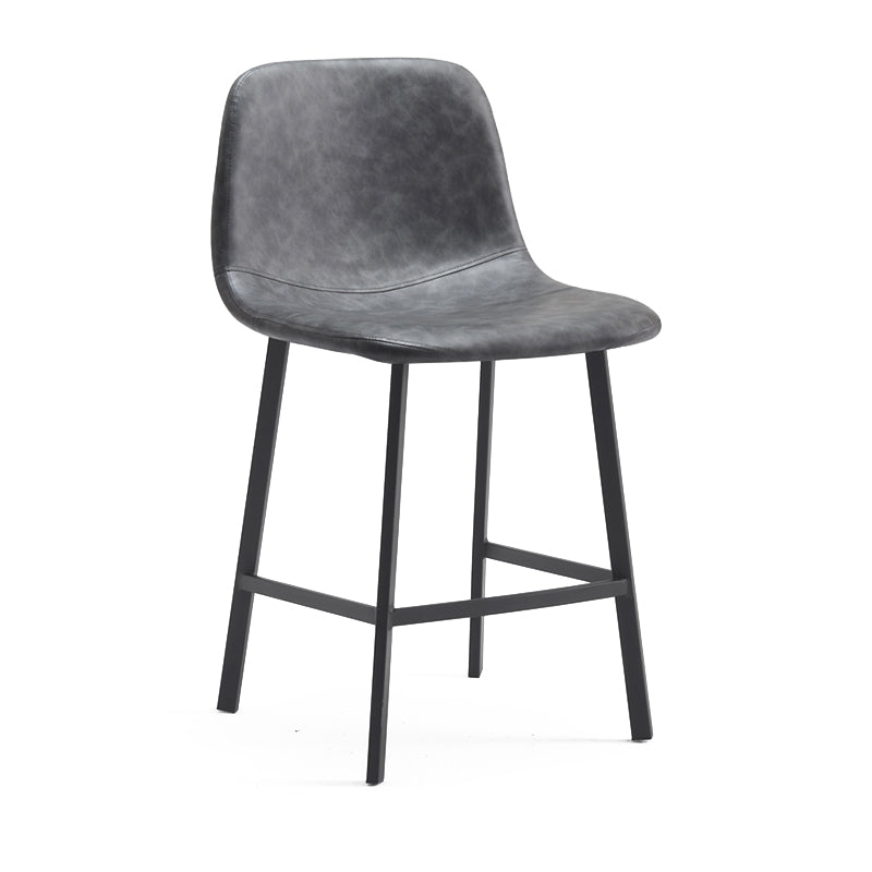 Contemporary Metal Leather Bar Stools Indoor Barstool with Iron Legs Grey 1 Piece Short Stool(22"H) Clearhalo 'Bar Furniture' 'Bar Stools' 'bar_stools' 'furn' 'furn_bar_stools' 'furniture_bar_stools' 'Kitchen & Dining Furniture' 'kitchen&dining_furn' 'kitchen' 'kitchen_furn' Furniture' 4654435