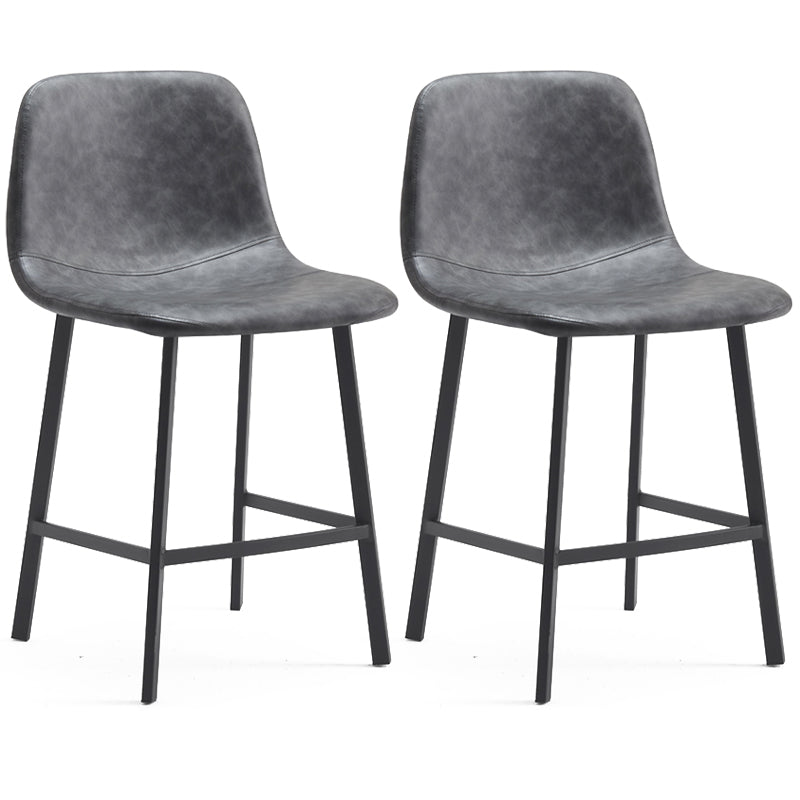 Contemporary Metal Leather Bar Stools Indoor Barstool with Iron Legs Grey 2 Piece Set Short Stool(22"H) Clearhalo 'Bar Furniture' 'Bar Stools' 'bar_stools' 'furn' 'furn_bar_stools' 'furniture_bar_stools' 'Kitchen & Dining Furniture' 'kitchen&dining_furn' 'kitchen' 'kitchen_furn' Furniture' 4654436