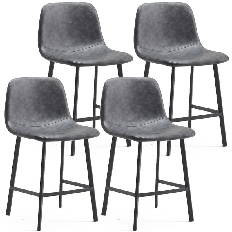 Contemporary Metal Leather Bar Stools Indoor Barstool with Iron Legs Grey 4 Piece Set Short Stool(22"H) Clearhalo 'Bar Furniture' 'Bar Stools' 'bar_stools' 'furn' 'furn_bar_stools' 'furniture_bar_stools' 'Kitchen & Dining Furniture' 'kitchen&dining_furn' 'kitchen' 'kitchen_furn' Furniture' 4654437