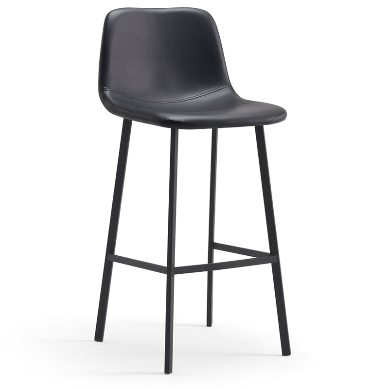 Contemporary Metal Leather Bar Stools Indoor Barstool with Iron Legs Black 1 Piece Bar Stool(30"H) Clearhalo 'Bar Furniture' 'Bar Stools' 'bar_stools' 'furn' 'furn_bar_stools' 'furniture_bar_stools' 'Kitchen & Dining Furniture' 'kitchen&dining_furn' 'kitchen' 'kitchen_furn' Furniture' 4654438