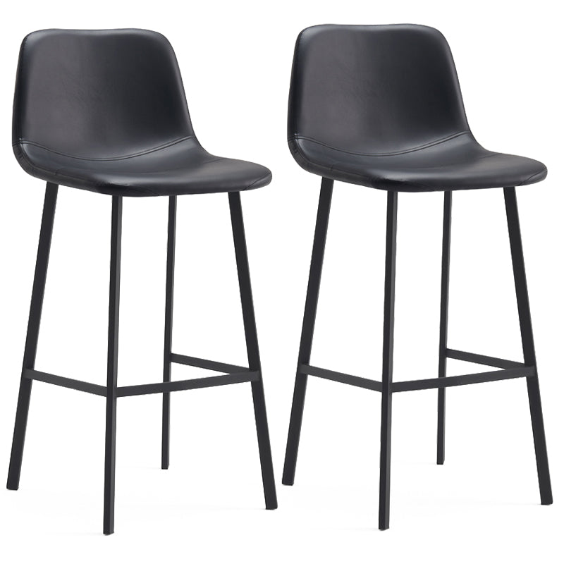 Contemporary Metal Leather Bar Stools Indoor Barstool with Iron Legs Black 2 Piece Set Bar Stool(30"H) Clearhalo 'Bar Furniture' 'Bar Stools' 'bar_stools' 'furn' 'furn_bar_stools' 'furniture_bar_stools' 'Kitchen & Dining Furniture' 'kitchen&dining_furn' 'kitchen' 'kitchen_furn' Furniture' 4654439