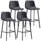 Contemporary Metal Leather Bar Stools Indoor Barstool with Iron Legs Black 4 Piece Set Bar Stool(30"H) Clearhalo 'Bar Furniture' 'Bar Stools' 'bar_stools' 'furn' 'furn_bar_stools' 'furniture_bar_stools' 'Kitchen & Dining Furniture' 'kitchen&dining_furn' 'kitchen' 'kitchen_furn' Furniture' 4654440