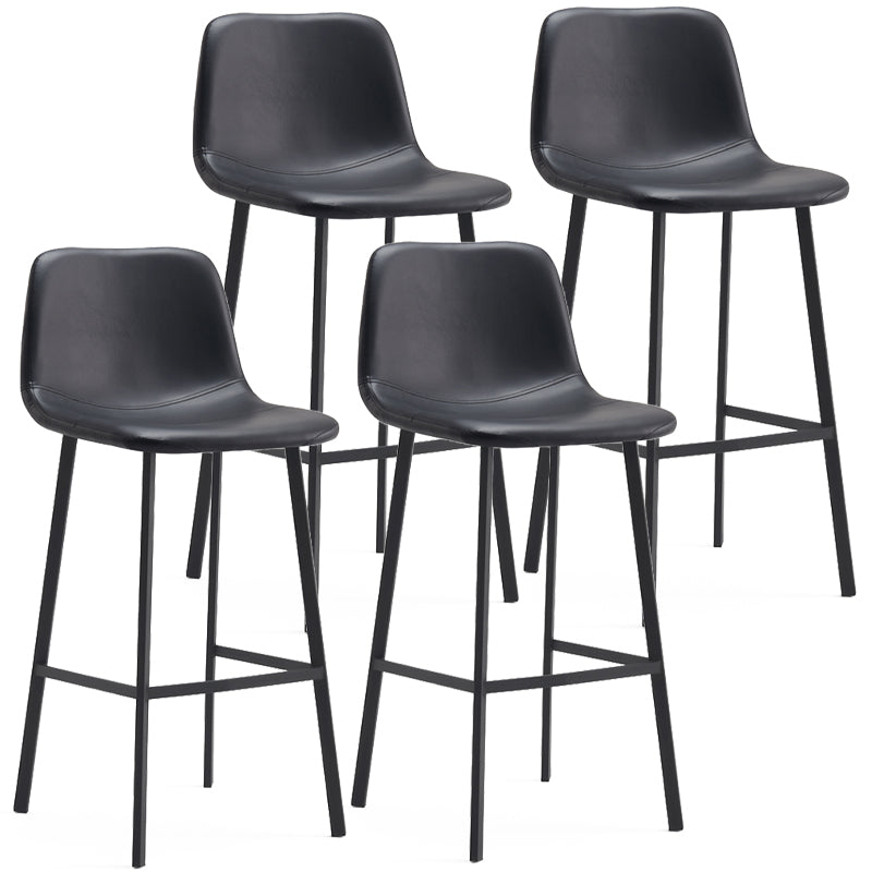 Contemporary Metal Leather Bar Stools Indoor Barstool with Iron Legs Black 4 Piece Set Bar Stool(30"H) Clearhalo 'Bar Furniture' 'Bar Stools' 'bar_stools' 'furn' 'furn_bar_stools' 'furniture_bar_stools' 'Kitchen & Dining Furniture' 'kitchen&dining_furn' 'kitchen' 'kitchen_furn' Furniture' 4654440