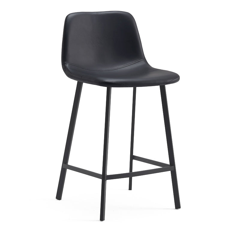 Contemporary Metal Leather Bar Stools Indoor Barstool with Iron Legs Black 1 Piece Counter Stool(26"H) Clearhalo 'Bar Furniture' 'Bar Stools' 'bar_stools' 'furn' 'furn_bar_stools' 'furniture_bar_stools' 'Kitchen & Dining Furniture' 'kitchen&dining_furn' 'kitchen' 'kitchen_furn' Furniture' 4654441