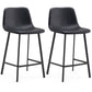Contemporary Metal Leather Bar Stools Indoor Barstool with Iron Legs Black 2 Piece Set Counter Stool(26"H) Clearhalo 'Bar Furniture' 'Bar Stools' 'bar_stools' 'furn' 'furn_bar_stools' 'furniture_bar_stools' 'Kitchen & Dining Furniture' 'kitchen&dining_furn' 'kitchen' 'kitchen_furn' Furniture' 4654442