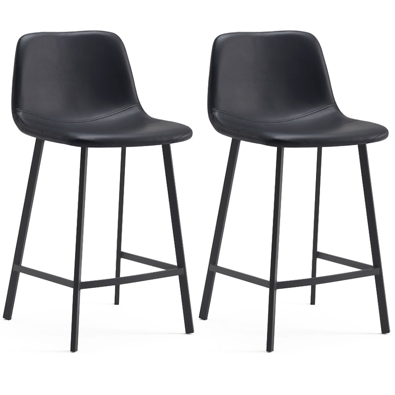 Contemporary Metal Leather Bar Stools Indoor Barstool with Iron Legs Black 2 Piece Set Counter Stool(26"H) Clearhalo 'Bar Furniture' 'Bar Stools' 'bar_stools' 'furn' 'furn_bar_stools' 'furniture_bar_stools' 'Kitchen & Dining Furniture' 'kitchen&dining_furn' 'kitchen' 'kitchen_furn' Furniture' 4654442