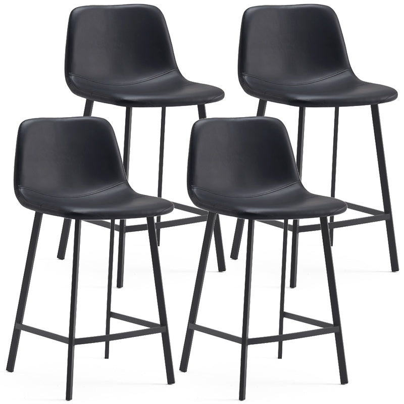 Contemporary Metal Leather Bar Stools Indoor Barstool with Iron Legs Black 4 Piece Set Counter Stool(26"H) Clearhalo 'Bar Furniture' 'Bar Stools' 'bar_stools' 'furn' 'furn_bar_stools' 'furniture_bar_stools' 'Kitchen & Dining Furniture' 'kitchen&dining_furn' 'kitchen' 'kitchen_furn' Furniture' 4654443