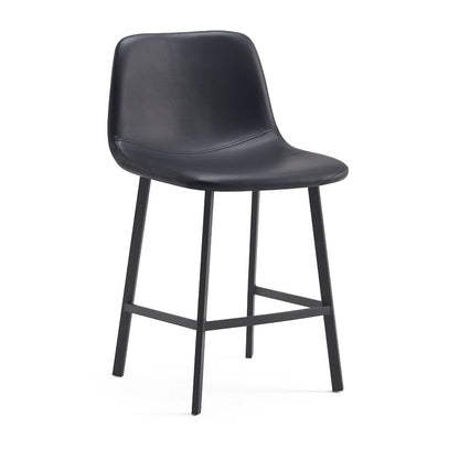 Contemporary Metal Leather Bar Stools Indoor Barstool with Iron Legs Black 1 Piece Short Stool(22"H) Clearhalo 'Bar Furniture' 'Bar Stools' 'bar_stools' 'furn' 'furn_bar_stools' 'furniture_bar_stools' 'Kitchen & Dining Furniture' 'kitchen&dining_furn' 'kitchen' 'kitchen_furn' Furniture' 4654444