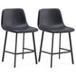Contemporary Metal Leather Bar Stools Indoor Barstool with Iron Legs Black 2 Piece Set Short Stool(22"H) Clearhalo 'Bar Furniture' 'Bar Stools' 'bar_stools' 'furn' 'furn_bar_stools' 'furniture_bar_stools' 'Kitchen & Dining Furniture' 'kitchen&dining_furn' 'kitchen' 'kitchen_furn' Furniture' 4654445