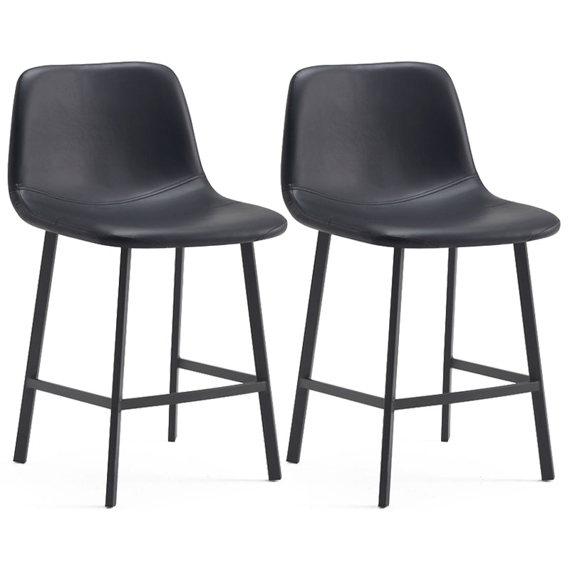 Contemporary Metal Leather Bar Stools Indoor Barstool with Iron Legs Black 2 Piece Set Short Stool(22"H) Clearhalo 'Bar Furniture' 'Bar Stools' 'bar_stools' 'furn' 'furn_bar_stools' 'furniture_bar_stools' 'Kitchen & Dining Furniture' 'kitchen&dining_furn' 'kitchen' 'kitchen_furn' Furniture' 4654445