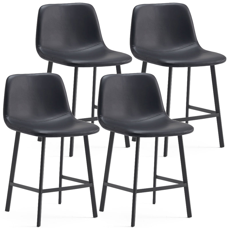 Contemporary Metal Leather Bar Stools Indoor Barstool with Iron Legs Black 4 Piece Set Short Stool(22"H) Clearhalo 'Bar Furniture' 'Bar Stools' 'bar_stools' 'furn' 'furn_bar_stools' 'furniture_bar_stools' 'Kitchen & Dining Furniture' 'kitchen&dining_furn' 'kitchen' 'kitchen_furn' Furniture' 4654446