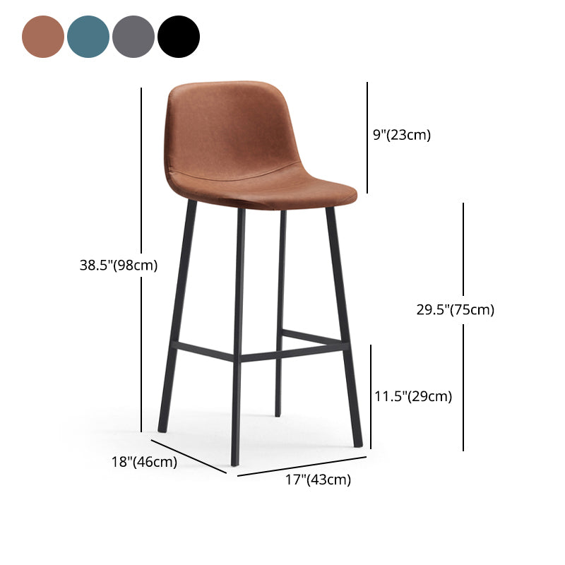 Contemporary Metal Leather Bar Stools Indoor Barstool with Iron Legs Clearhalo 'Bar Furniture' 'Bar Stools' 'bar_stools' 'furn' 'furn_bar_stools' 'furniture_bar_stools' 'Kitchen & Dining Furniture' 'kitchen&dining_furn' 'kitchen' 'kitchen_furn' Furniture' 4654449