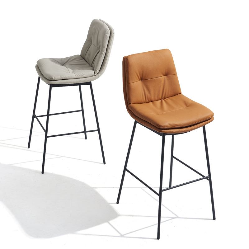 Contemporary Metal Leather Bar Stools Indoor Barstool with Iron Legs and Footrest Clearhalo 'Bar Furniture' 'Bar Stools' 'bar_stools' 'furn' 'furn_bar_stools' 'furniture_bar_stools' 'Kitchen & Dining Furniture' 'kitchen&dining_furn' 'kitchen' 'kitchen_furn' Furniture' 4654450
