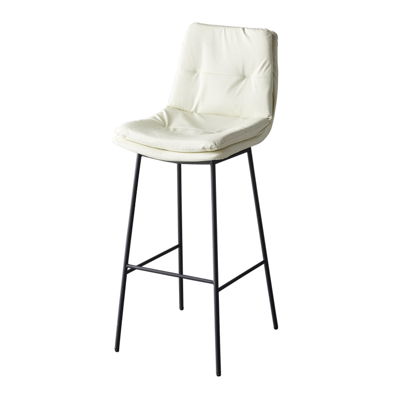 Contemporary Metal Leather Bar Stools Indoor Barstool with Iron Legs and Footrest White 1 Piece Bar Stool(30"H) Clearhalo 'Bar Furniture' 'Bar Stools' 'bar_stools' 'furn' 'furn_bar_stools' 'furniture_bar_stools' 'Kitchen & Dining Furniture' 'kitchen&dining_furn' 'kitchen' 'kitchen_furn' Furniture' 4654451