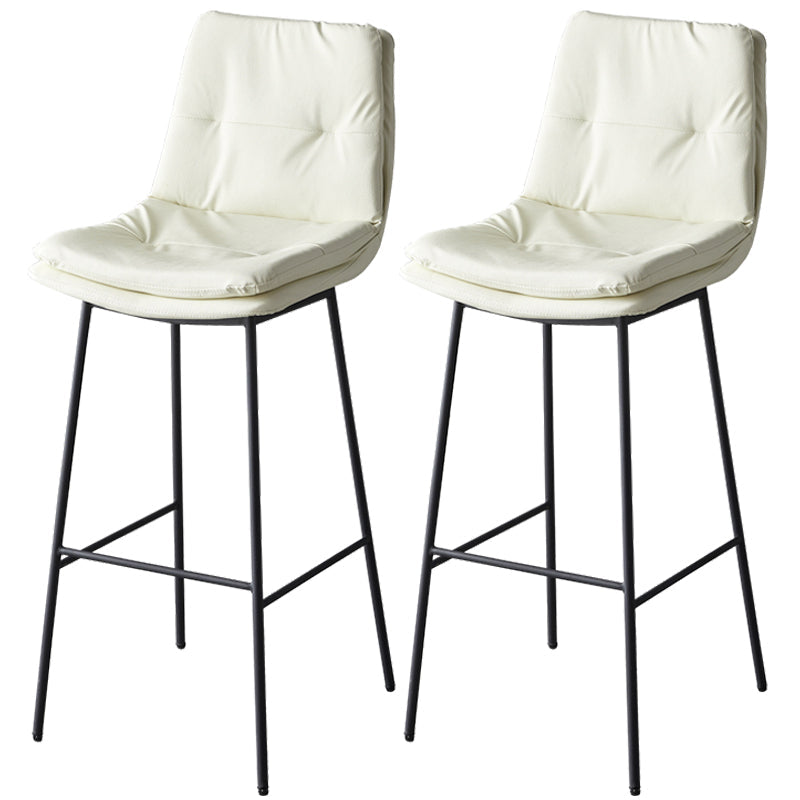 Contemporary Metal Leather Bar Stools Indoor Barstool with Iron Legs and Footrest White 2 Piece Set Bar Stool(30"H) Clearhalo 'Bar Furniture' 'Bar Stools' 'bar_stools' 'furn' 'furn_bar_stools' 'furniture_bar_stools' 'Kitchen & Dining Furniture' 'kitchen&dining_furn' 'kitchen' 'kitchen_furn' Furniture' 4654452