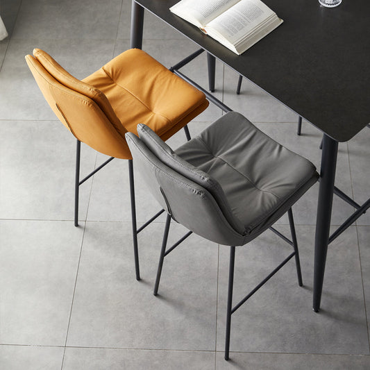 Contemporary Metal Leather Bar Stools Indoor Barstool with Iron Legs and Footrest Clearhalo 'Bar Furniture' 'Bar Stools' 'bar_stools' 'furn' 'furn_bar_stools' 'furniture_bar_stools' 'Kitchen & Dining Furniture' 'kitchen&dining_furn' 'kitchen' 'kitchen_furn' Furniture' 4654453