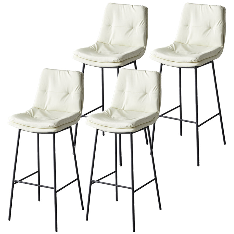 Contemporary Metal Leather Bar Stools Indoor Barstool with Iron Legs and Footrest White 4 Piece Set Bar Stool(30"H) Clearhalo 'Bar Furniture' 'Bar Stools' 'bar_stools' 'furn' 'furn_bar_stools' 'furniture_bar_stools' 'Kitchen & Dining Furniture' 'kitchen&dining_furn' 'kitchen' 'kitchen_furn' Furniture' 4654454