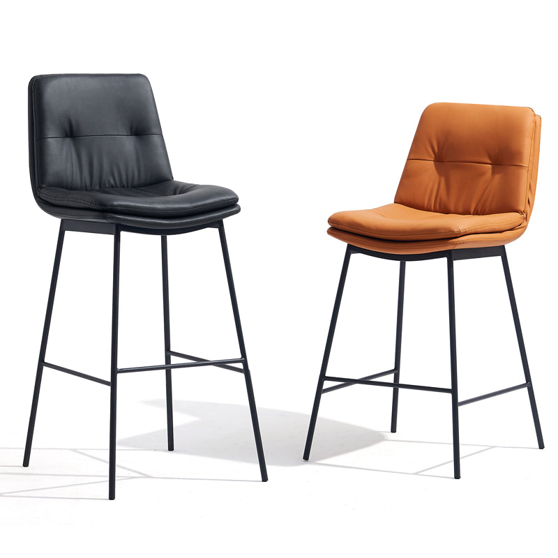 Contemporary Metal Leather Bar Stools Indoor Barstool with Iron Legs and Footrest Clearhalo 'Bar Furniture' 'Bar Stools' 'bar_stools' 'furn' 'furn_bar_stools' 'furniture_bar_stools' 'Kitchen & Dining Furniture' 'kitchen&dining_furn' 'kitchen' 'kitchen_furn' Furniture' 4654455
