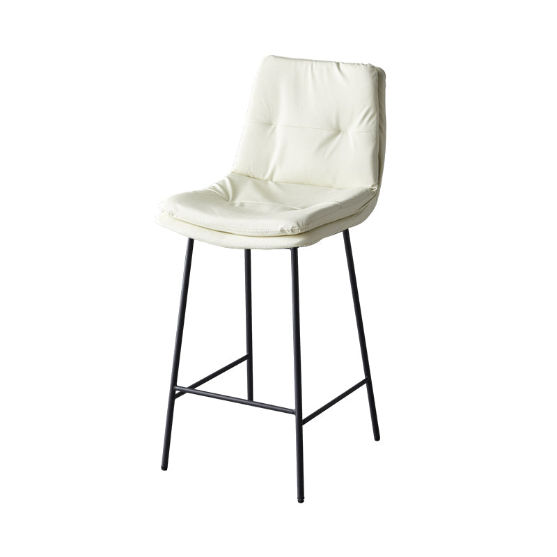 Contemporary Metal Leather Bar Stools Indoor Barstool with Iron Legs and Footrest White 1 Piece Counter Stool(26"H) Clearhalo 'Bar Furniture' 'Bar Stools' 'bar_stools' 'furn' 'furn_bar_stools' 'furniture_bar_stools' 'Kitchen & Dining Furniture' 'kitchen&dining_furn' 'kitchen' 'kitchen_furn' Furniture' 4654456