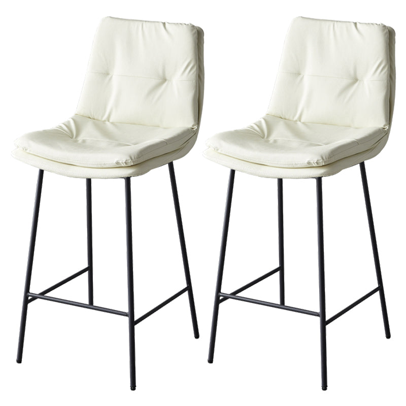 Contemporary Metal Leather Bar Stools Indoor Barstool with Iron Legs and Footrest White 2 Piece Set Counter Stool(26"H) Clearhalo 'Bar Furniture' 'Bar Stools' 'bar_stools' 'furn' 'furn_bar_stools' 'furniture_bar_stools' 'Kitchen & Dining Furniture' 'kitchen&dining_furn' 'kitchen' 'kitchen_furn' Furniture' 4654459