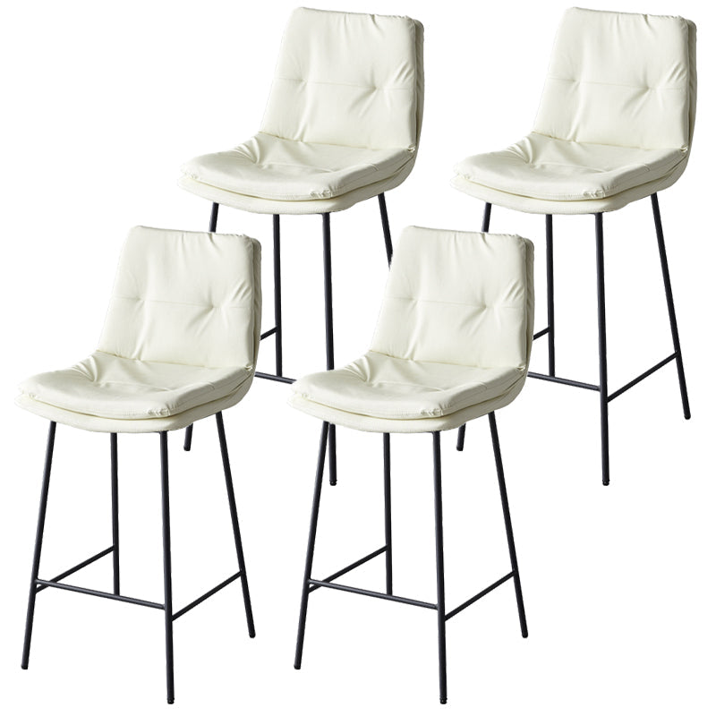 Contemporary Metal Leather Bar Stools Indoor Barstool with Iron Legs and Footrest White 4 Piece Set Counter Stool(26"H) Clearhalo 'Bar Furniture' 'Bar Stools' 'bar_stools' 'furn' 'furn_bar_stools' 'furniture_bar_stools' 'Kitchen & Dining Furniture' 'kitchen&dining_furn' 'kitchen' 'kitchen_furn' Furniture' 4654460