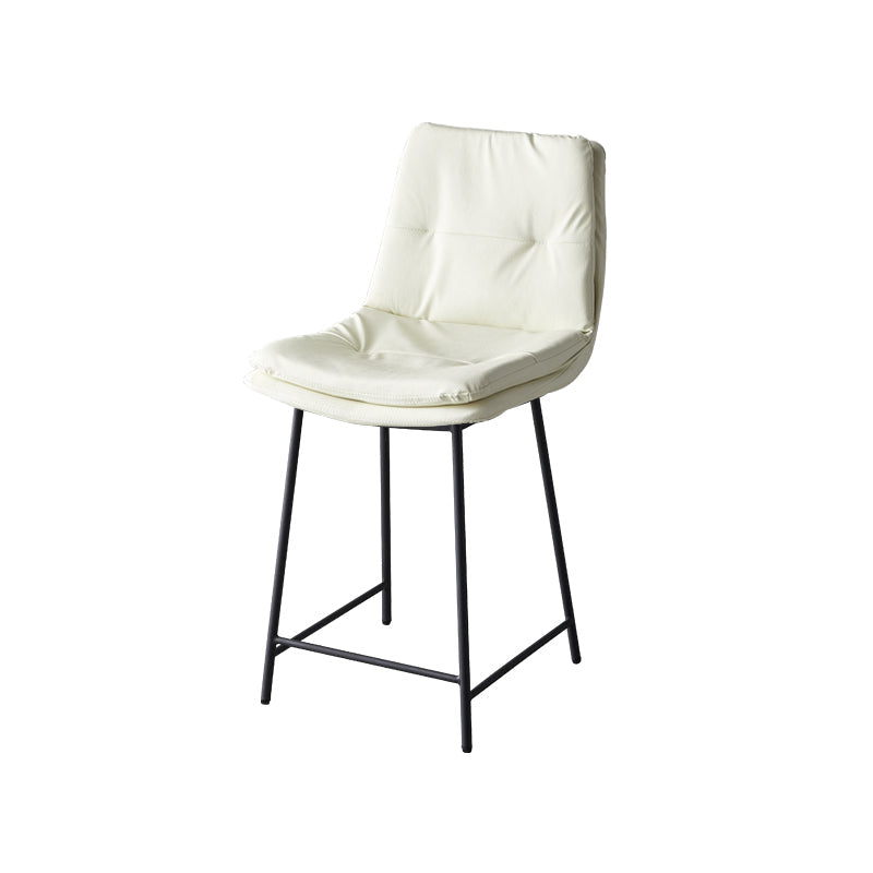 Contemporary Metal Leather Bar Stools Indoor Barstool with Iron Legs and Footrest White 1 Piece Short Stool(22"H) Clearhalo 'Bar Furniture' 'Bar Stools' 'bar_stools' 'furn' 'furn_bar_stools' 'furniture_bar_stools' 'Kitchen & Dining Furniture' 'kitchen&dining_furn' 'kitchen' 'kitchen_furn' Furniture' 4654462