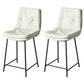 Contemporary Metal Leather Bar Stools Indoor Barstool with Iron Legs and Footrest White 2 Piece Set Short Stool(22"H) Clearhalo 'Bar Furniture' 'Bar Stools' 'bar_stools' 'furn' 'furn_bar_stools' 'furniture_bar_stools' 'Kitchen & Dining Furniture' 'kitchen&dining_furn' 'kitchen' 'kitchen_furn' Furniture' 4654465