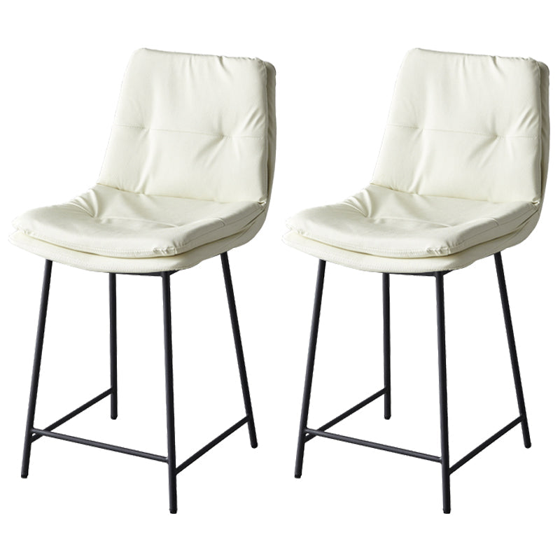 Contemporary Metal Leather Bar Stools Indoor Barstool with Iron Legs and Footrest White 2 Piece Set Short Stool(22"H) Clearhalo 'Bar Furniture' 'Bar Stools' 'bar_stools' 'furn' 'furn_bar_stools' 'furniture_bar_stools' 'Kitchen & Dining Furniture' 'kitchen&dining_furn' 'kitchen' 'kitchen_furn' Furniture' 4654465