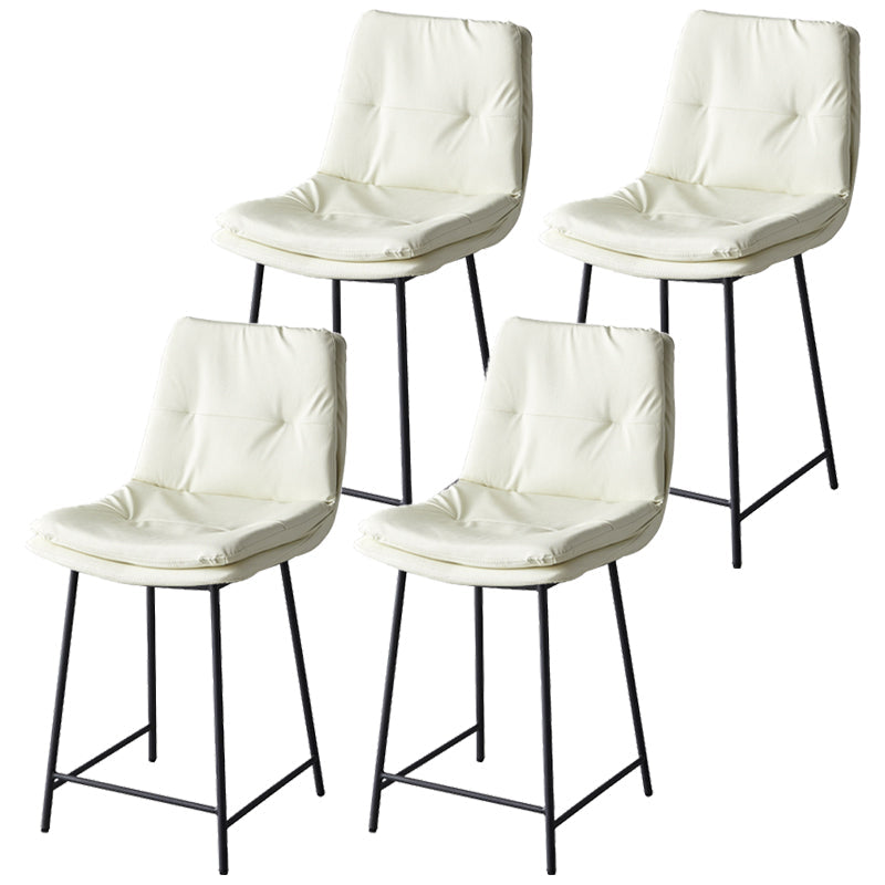 Contemporary Metal Leather Bar Stools Indoor Barstool with Iron Legs and Footrest White 4 Piece Set Short Stool(22"H) Clearhalo 'Bar Furniture' 'Bar Stools' 'bar_stools' 'furn' 'furn_bar_stools' 'furniture_bar_stools' 'Kitchen & Dining Furniture' 'kitchen&dining_furn' 'kitchen' 'kitchen_furn' Furniture' 4654466
