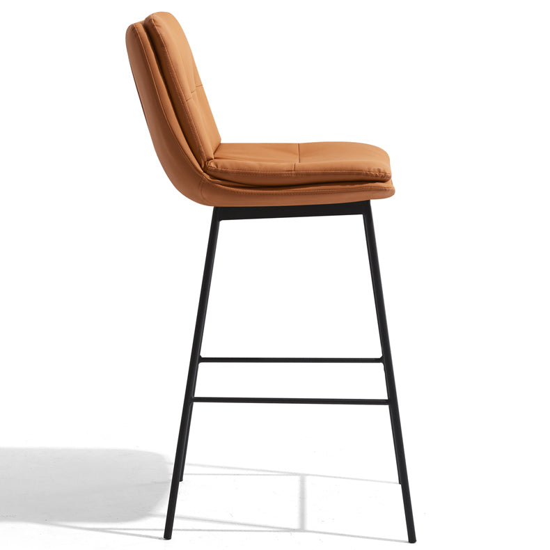 Contemporary Metal Leather Bar Stools Indoor Barstool with Iron Legs and Footrest Clearhalo 'Bar Furniture' 'Bar Stools' 'bar_stools' 'furn' 'furn_bar_stools' 'furniture_bar_stools' 'Kitchen & Dining Furniture' 'kitchen&dining_furn' 'kitchen' 'kitchen_furn' Furniture' 4654468