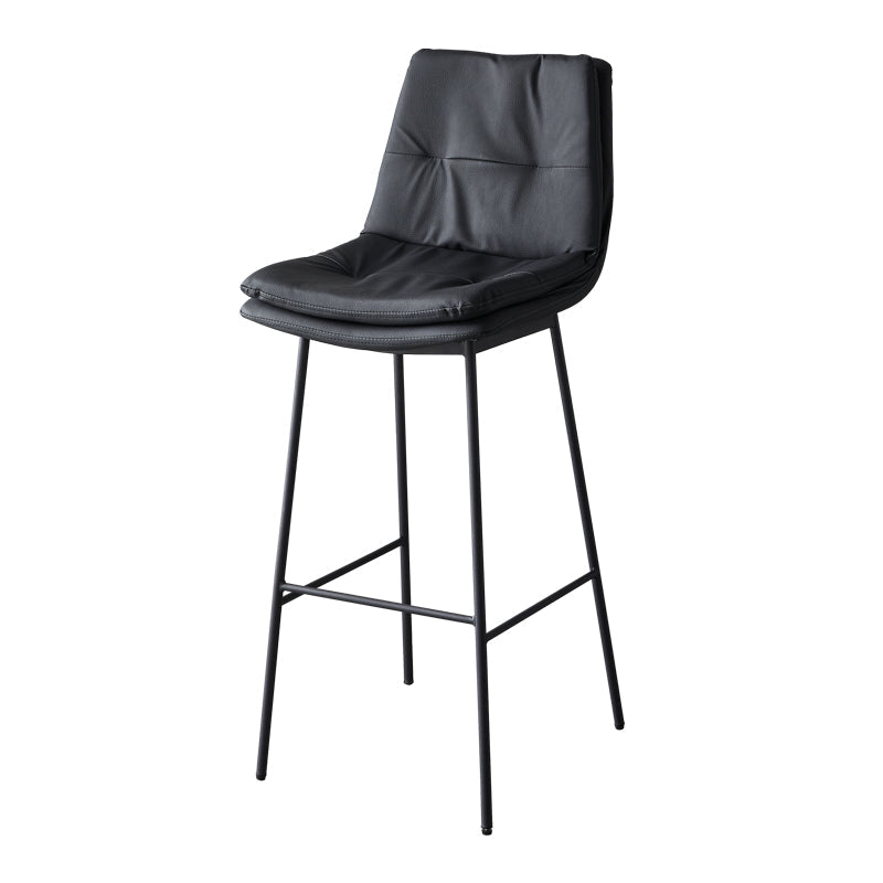 Contemporary Metal Leather Bar Stools Indoor Barstool with Iron Legs and Footrest Black 1 Piece Bar Stool(30"H) Clearhalo 'Bar Furniture' 'Bar Stools' 'bar_stools' 'furn' 'furn_bar_stools' 'furniture_bar_stools' 'Kitchen & Dining Furniture' 'kitchen&dining_furn' 'kitchen' 'kitchen_furn' Furniture' 4654469