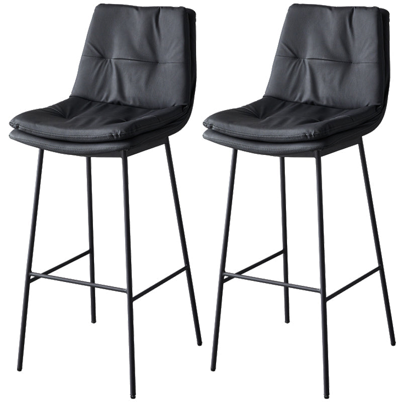 Contemporary Metal Leather Bar Stools Indoor Barstool with Iron Legs and Footrest Black 2 Piece Set Bar Stool(30"H) Clearhalo 'Bar Furniture' 'Bar Stools' 'bar_stools' 'furn' 'furn_bar_stools' 'furniture_bar_stools' 'Kitchen & Dining Furniture' 'kitchen&dining_furn' 'kitchen' 'kitchen_furn' Furniture' 4654471