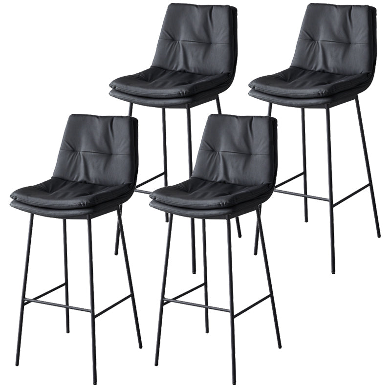 Contemporary Metal Leather Bar Stools Indoor Barstool with Iron Legs and Footrest Black 4 Piece Set Bar Stool(30"H) Clearhalo 'Bar Furniture' 'Bar Stools' 'bar_stools' 'furn' 'furn_bar_stools' 'furniture_bar_stools' 'Kitchen & Dining Furniture' 'kitchen&dining_furn' 'kitchen' 'kitchen_furn' Furniture' 4654473