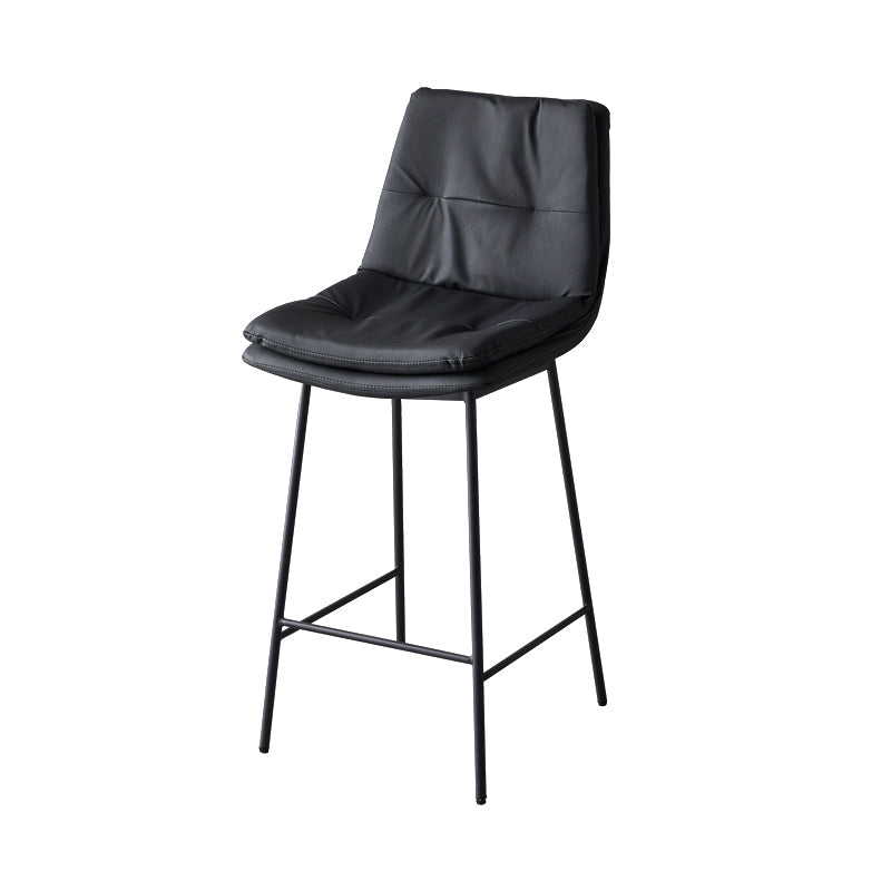 Contemporary Metal Leather Bar Stools Indoor Barstool with Iron Legs and Footrest Black 1 Piece Counter Stool(26"H) Clearhalo 'Bar Furniture' 'Bar Stools' 'bar_stools' 'furn' 'furn_bar_stools' 'furniture_bar_stools' 'Kitchen & Dining Furniture' 'kitchen&dining_furn' 'kitchen' 'kitchen_furn' Furniture' 4654475