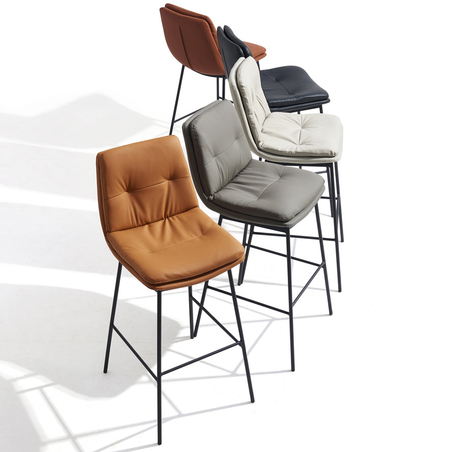 Contemporary Metal Leather Bar Stools Indoor Barstool with Iron Legs and Footrest Clearhalo 'Bar Furniture' 'Bar Stools' 'bar_stools' 'furn' 'furn_bar_stools' 'furniture_bar_stools' 'Kitchen & Dining Furniture' 'kitchen&dining_furn' 'kitchen' 'kitchen_furn' Furniture' 4654476