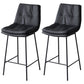 Contemporary Metal Leather Bar Stools Indoor Barstool with Iron Legs and Footrest Black 2 Piece Set Counter Stool(26"H) Clearhalo 'Bar Furniture' 'Bar Stools' 'bar_stools' 'furn' 'furn_bar_stools' 'furniture_bar_stools' 'Kitchen & Dining Furniture' 'kitchen&dining_furn' 'kitchen' 'kitchen_furn' Furniture' 4654477