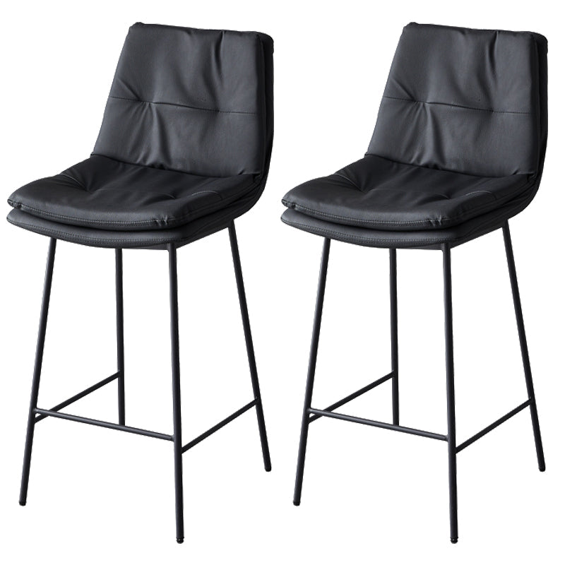 Contemporary Metal Leather Bar Stools Indoor Barstool with Iron Legs and Footrest Black 2 Piece Set Counter Stool(26"H) Clearhalo 'Bar Furniture' 'Bar Stools' 'bar_stools' 'furn' 'furn_bar_stools' 'furniture_bar_stools' 'Kitchen & Dining Furniture' 'kitchen&dining_furn' 'kitchen' 'kitchen_furn' Furniture' 4654477