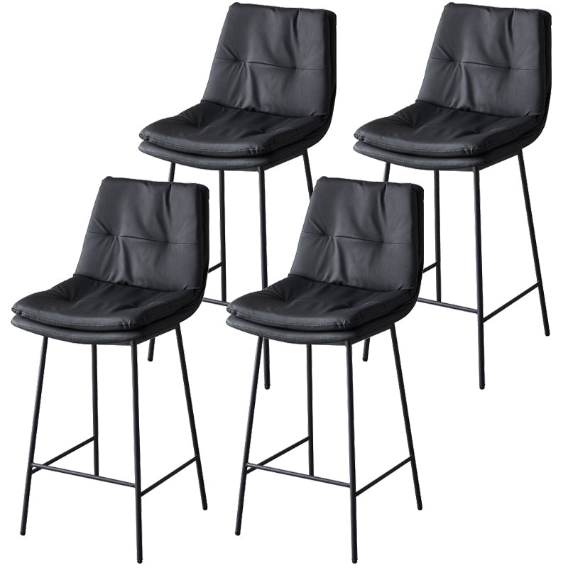 Contemporary Metal Leather Bar Stools Indoor Barstool with Iron Legs and Footrest Black 4 Piece Set Counter Stool(26"H) Clearhalo 'Bar Furniture' 'Bar Stools' 'bar_stools' 'furn' 'furn_bar_stools' 'furniture_bar_stools' 'Kitchen & Dining Furniture' 'kitchen&dining_furn' 'kitchen' 'kitchen_furn' Furniture' 4654478