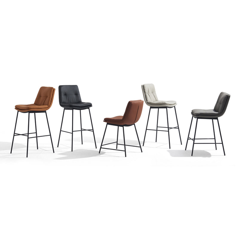 Contemporary Metal Leather Bar Stools Indoor Barstool with Iron Legs and Footrest Clearhalo 'Bar Furniture' 'Bar Stools' 'bar_stools' 'furn' 'furn_bar_stools' 'furniture_bar_stools' 'Kitchen & Dining Furniture' 'kitchen&dining_furn' 'kitchen' 'kitchen_furn' Furniture' 4654479
