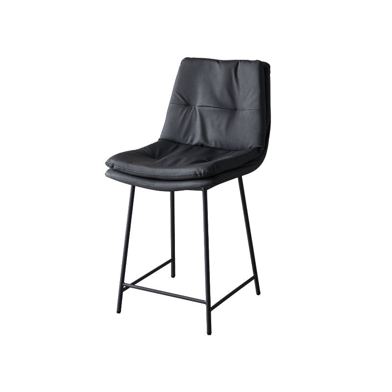 Contemporary Metal Leather Bar Stools Indoor Barstool with Iron Legs and Footrest Black 1 Piece Short Stool(22"H) Clearhalo 'Bar Furniture' 'Bar Stools' 'bar_stools' 'furn' 'furn_bar_stools' 'furniture_bar_stools' 'Kitchen & Dining Furniture' 'kitchen&dining_furn' 'kitchen' 'kitchen_furn' Furniture' 4654480