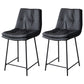 Contemporary Metal Leather Bar Stools Indoor Barstool with Iron Legs and Footrest Black 2 Piece Set Short Stool(22"H) Clearhalo 'Bar Furniture' 'Bar Stools' 'bar_stools' 'furn' 'furn_bar_stools' 'furniture_bar_stools' 'Kitchen & Dining Furniture' 'kitchen&dining_furn' 'kitchen' 'kitchen_furn' Furniture' 4654481