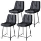 Contemporary Metal Leather Bar Stools Indoor Barstool with Iron Legs and Footrest Black 4 Piece Set Short Stool(22"H) Clearhalo 'Bar Furniture' 'Bar Stools' 'bar_stools' 'furn' 'furn_bar_stools' 'furniture_bar_stools' 'Kitchen & Dining Furniture' 'kitchen&dining_furn' 'kitchen' 'kitchen_furn' Furniture' 4654482