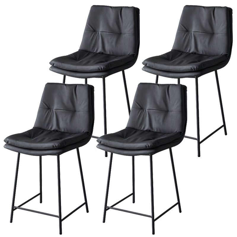 Contemporary Metal Leather Bar Stools Indoor Barstool with Iron Legs and Footrest Black 4 Piece Set Short Stool(22"H) Clearhalo 'Bar Furniture' 'Bar Stools' 'bar_stools' 'furn' 'furn_bar_stools' 'furniture_bar_stools' 'Kitchen & Dining Furniture' 'kitchen&dining_furn' 'kitchen' 'kitchen_furn' Furniture' 4654482