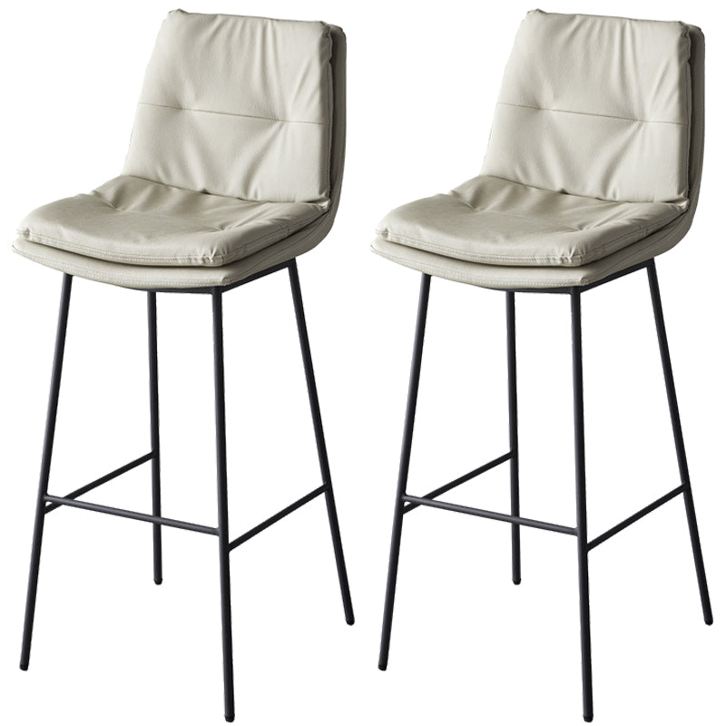 Contemporary Metal Leather Bar Stools Indoor Barstool with Iron Legs and Footrest Light Gray 2 Piece Set Bar Stool(30"H) Clearhalo 'Bar Furniture' 'Bar Stools' 'bar_stools' 'furn' 'furn_bar_stools' 'furniture_bar_stools' 'Kitchen & Dining Furniture' 'kitchen&dining_furn' 'kitchen' 'kitchen_furn' Furniture' 4654484