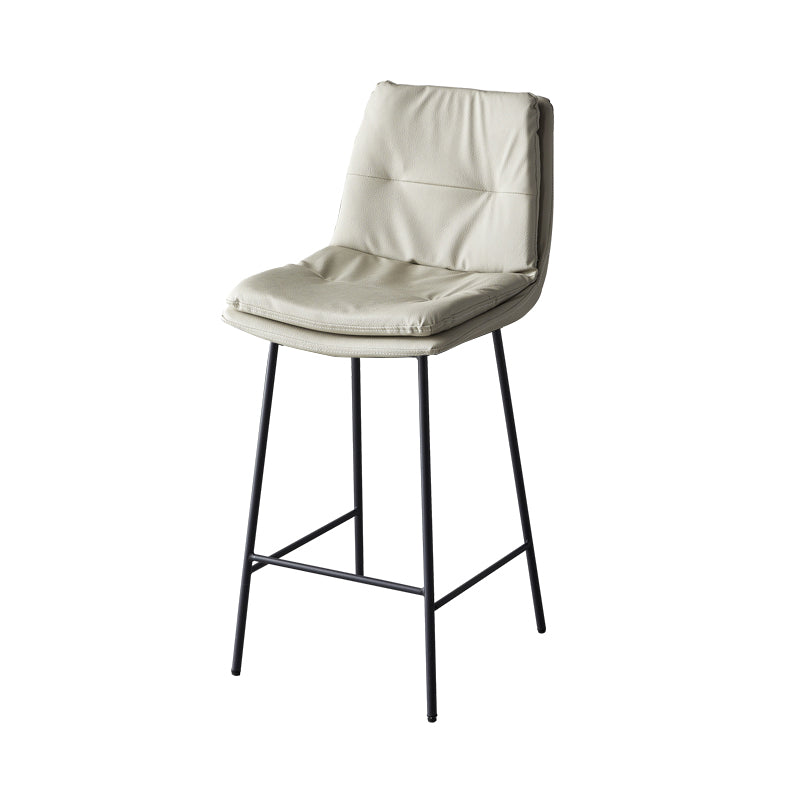 Contemporary Metal Leather Bar Stools Indoor Barstool with Iron Legs and Footrest Light Gray 1 Piece Counter Stool(26"H) Clearhalo 'Bar Furniture' 'Bar Stools' 'bar_stools' 'furn' 'furn_bar_stools' 'furniture_bar_stools' 'Kitchen & Dining Furniture' 'kitchen&dining_furn' 'kitchen' 'kitchen_furn' Furniture' 4654486