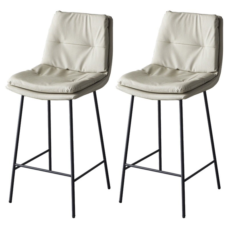 Contemporary Metal Leather Bar Stools Indoor Barstool with Iron Legs and Footrest Light Gray 2 Piece Set Counter Stool(26"H) Clearhalo 'Bar Furniture' 'Bar Stools' 'bar_stools' 'furn' 'furn_bar_stools' 'furniture_bar_stools' 'Kitchen & Dining Furniture' 'kitchen&dining_furn' 'kitchen' 'kitchen_furn' Furniture' 4654487