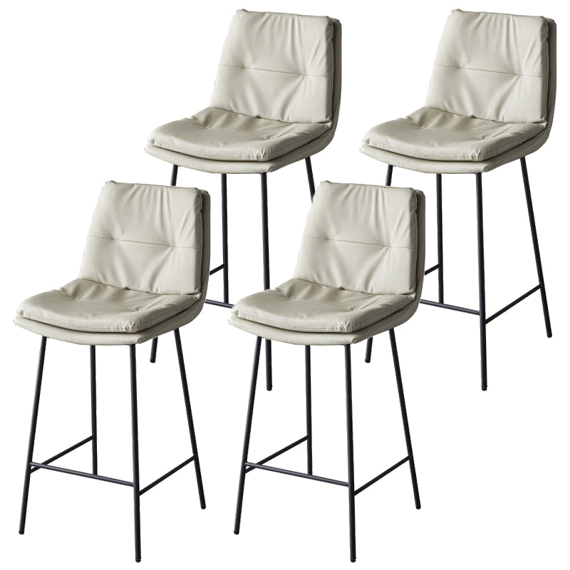 Contemporary Metal Leather Bar Stools Indoor Barstool with Iron Legs and Footrest Light Gray 4 Piece Set Counter Stool(26"H) Clearhalo 'Bar Furniture' 'Bar Stools' 'bar_stools' 'furn' 'furn_bar_stools' 'furniture_bar_stools' 'Kitchen & Dining Furniture' 'kitchen&dining_furn' 'kitchen' 'kitchen_furn' Furniture' 4654488