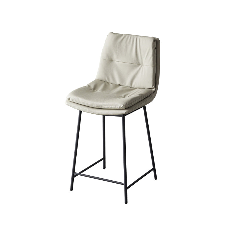 Contemporary Metal Leather Bar Stools Indoor Barstool with Iron Legs and Footrest Light Gray 1 Piece Short Stool(22"H) Clearhalo 'Bar Furniture' 'Bar Stools' 'bar_stools' 'furn' 'furn_bar_stools' 'furniture_bar_stools' 'Kitchen & Dining Furniture' 'kitchen&dining_furn' 'kitchen' 'kitchen_furn' Furniture' 4654489