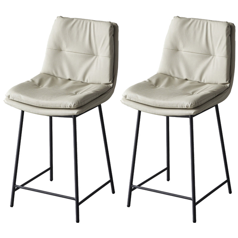 Contemporary Metal Leather Bar Stools Indoor Barstool with Iron Legs and Footrest Light Gray 2 Piece Set Short Stool(22"H) Clearhalo 'Bar Furniture' 'Bar Stools' 'bar_stools' 'furn' 'furn_bar_stools' 'furniture_bar_stools' 'Kitchen & Dining Furniture' 'kitchen&dining_furn' 'kitchen' 'kitchen_furn' Furniture' 4654490