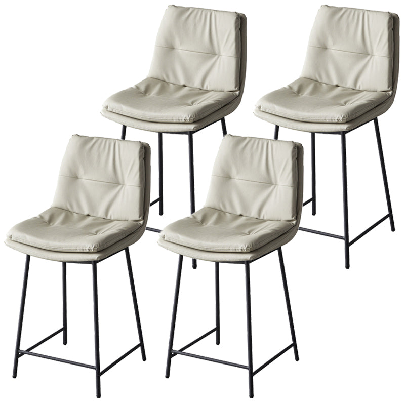 Contemporary Metal Leather Bar Stools Indoor Barstool with Iron Legs and Footrest Light Gray 4 Piece Set Short Stool(22"H) Clearhalo 'Bar Furniture' 'Bar Stools' 'bar_stools' 'furn' 'furn_bar_stools' 'furniture_bar_stools' 'Kitchen & Dining Furniture' 'kitchen&dining_furn' 'kitchen' 'kitchen_furn' Furniture' 4654491